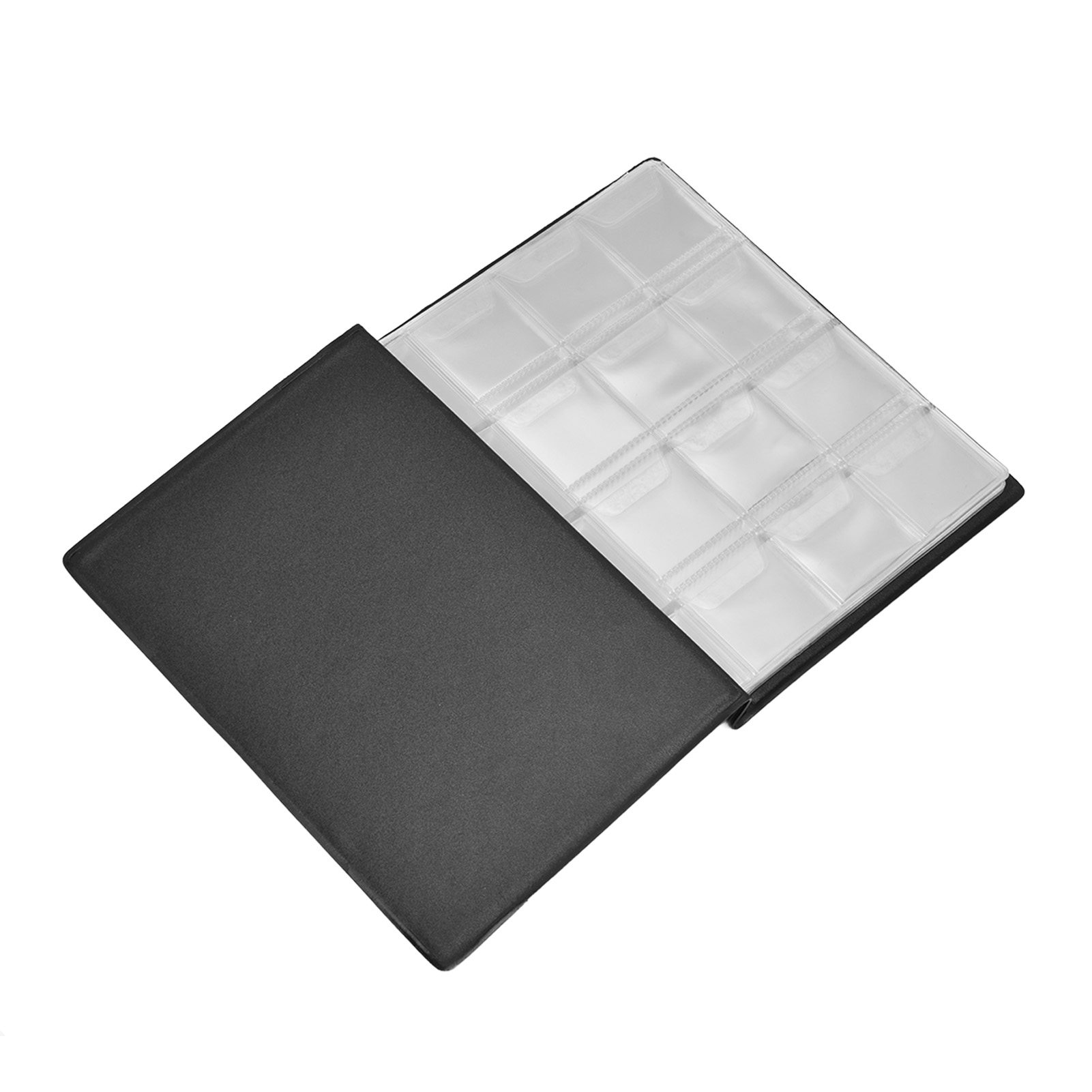 Münzalbum Mit 120 Pvc-taschen, Pu-einband, Transparentem Design, Weich, Hochstrapazierfähig, Klare Textur, Schwarz