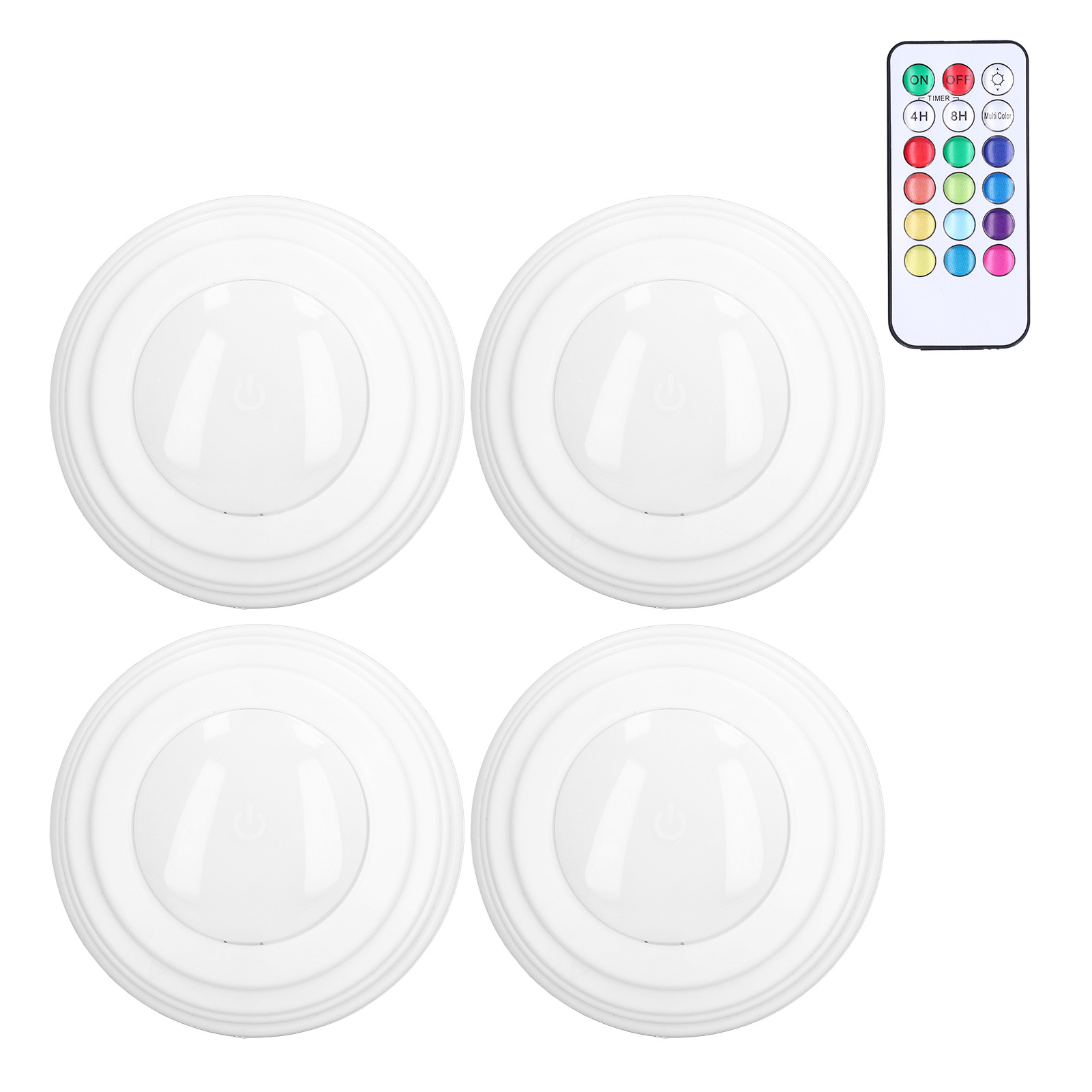 4er-pack Led-puck-leuchten Rgbw, 13 Farben, Modi, Fernbedienung, Bohrfreie Installation, Energiesparende Kabellose Led-leuchten