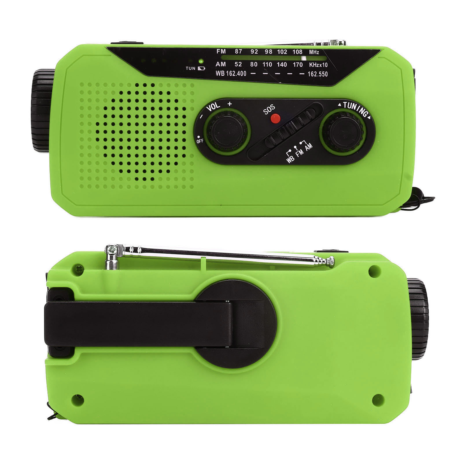 Notradio Mit Handstromerzeugung, Solarradio Mit Led-taschenlampe, 2000-mah-akku, Ideal Für Camping Und Wandern (us-standard).