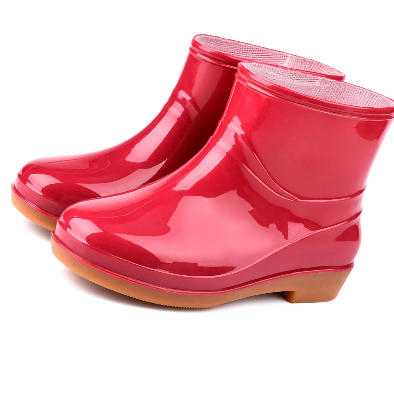 Modische, Rutschfeste, Kurze Damen-regenstiefel Mit Runder Zehenpartie Aus Rotem Pvc, Größe 40