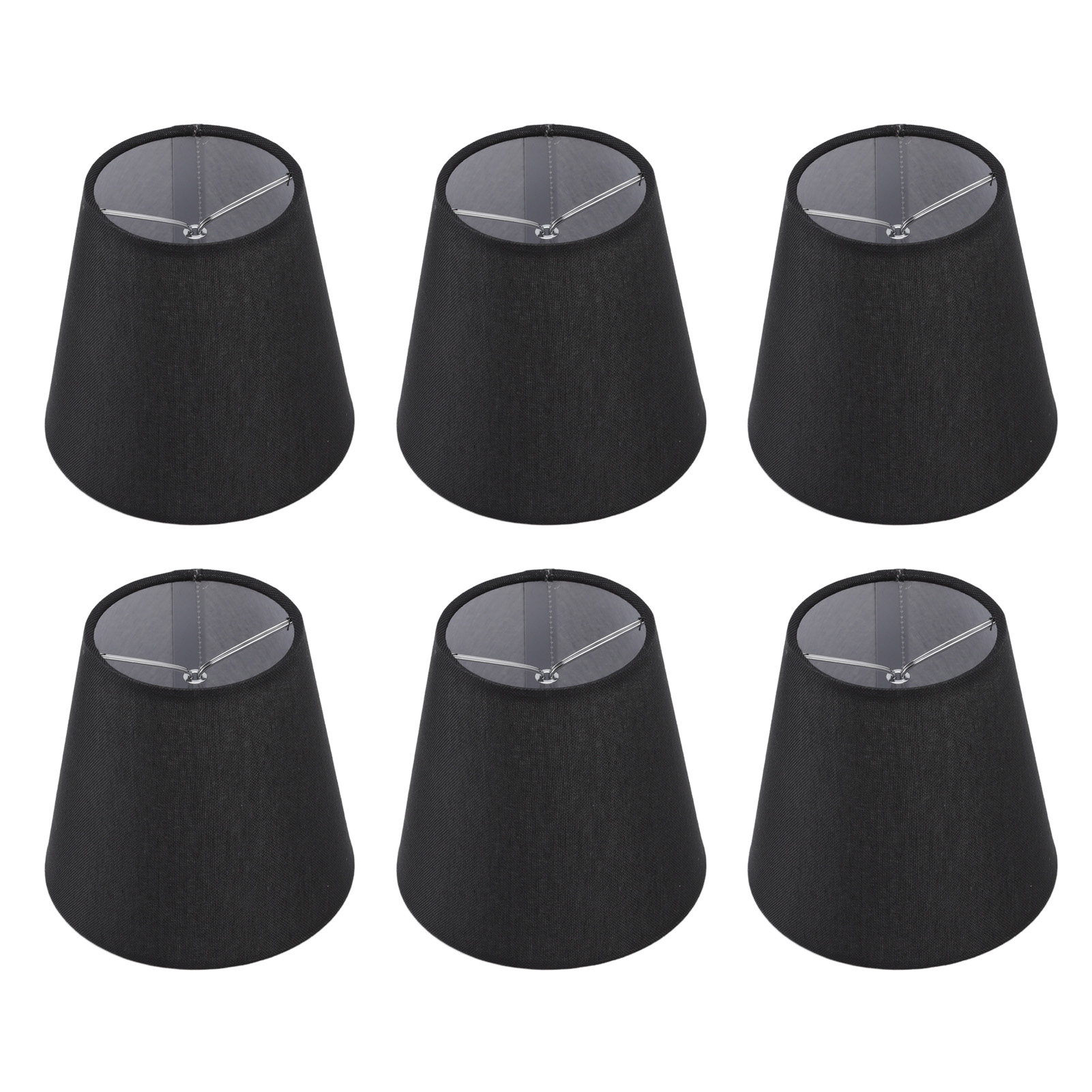 Set Mit 6 Modernen Und Eleganten Schwarzen Lampenschirmen Für E14-glühbirnen.