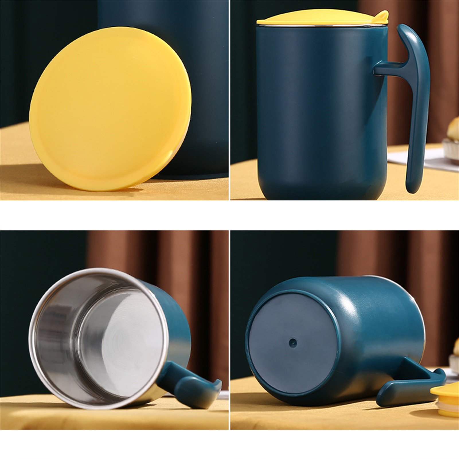 Doppelwandiger, Isolierter Edelstahlbecher, 550 Ml, Auslaufsicher Und Hitzebeständig, Mattierte Oberfläche, Dunkelgrün, Ideal Für Zuhause, Cafés Und Büros.