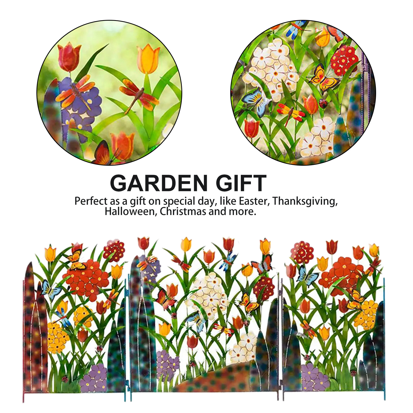 Gartenzaun-einfassung Aus Eisen, Dekoratives Blumen-gartenzaunpaneel Für Hundeauslauf, Terrasse Und Außenbereich