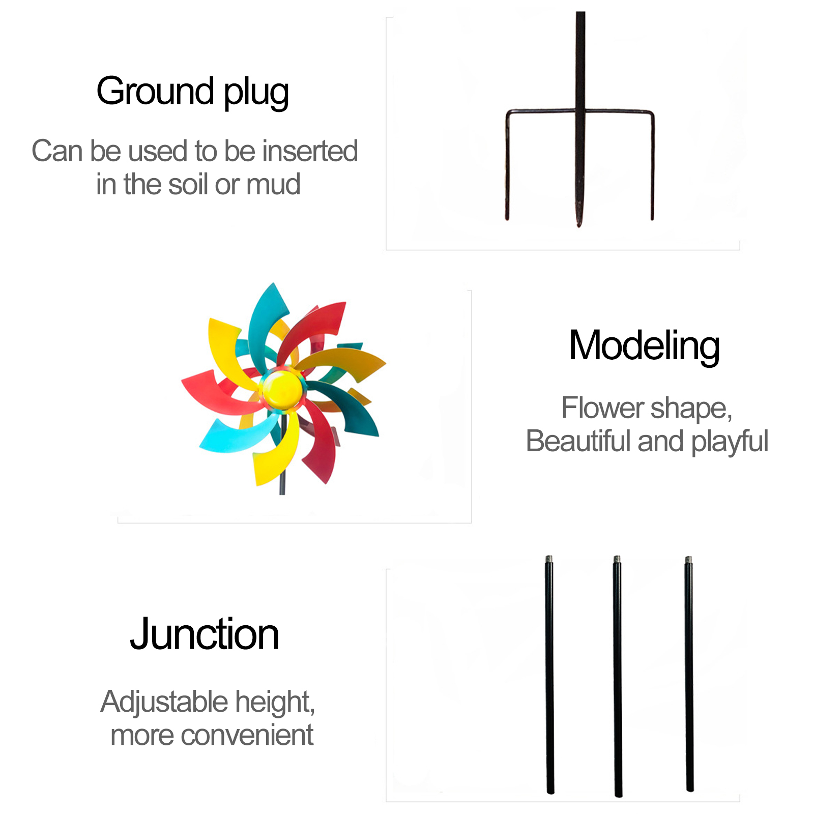 Gartendekoration Windspiel, Bidirektional Drehbar, Wasserdicht, Uv-beständig, Aus Metall, Für Rasen Und Garten