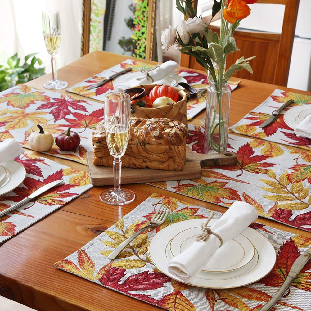 Tischläufer Mit Herbstmotiv, Festlicher Tischläufer Fürs Esszimmer, Tischläufer Mit Ahornblattmuster Für Herbst Und Thanksgiving-dekoration