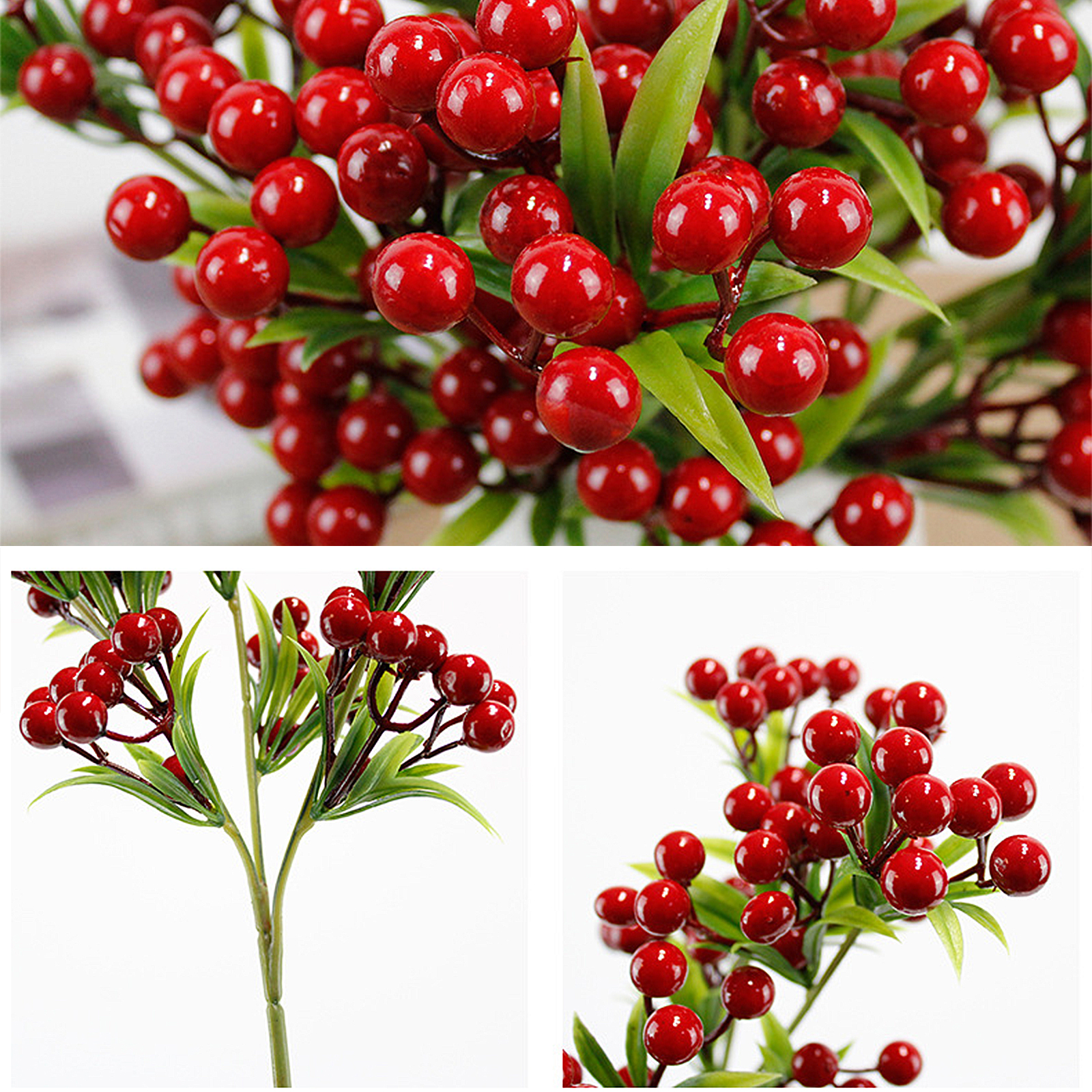 Weihnachtsbeerenzweige, 3 Gabeln, Künstliche Schaumstoffbeeren, Dekoration Für Den Innenbereich