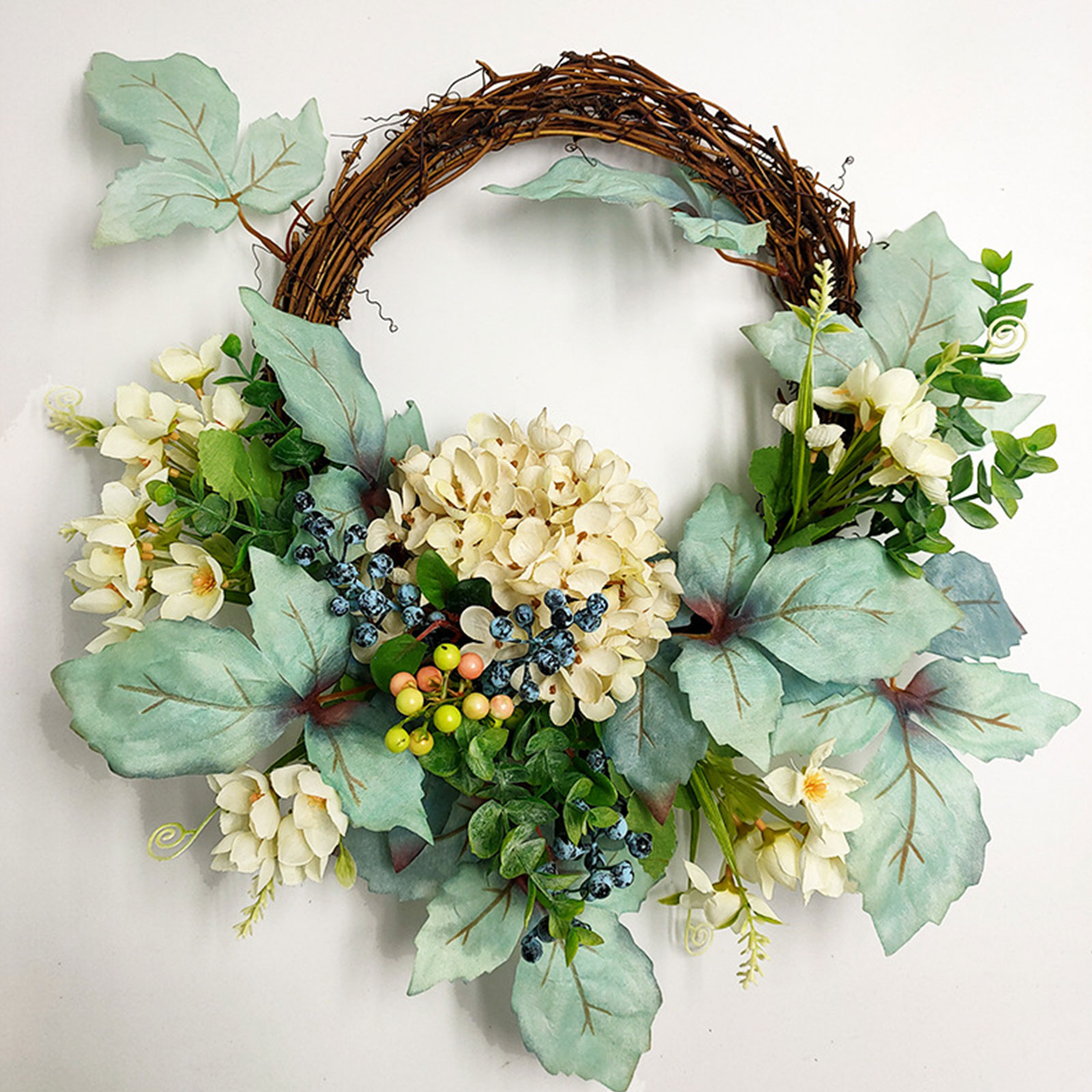 Künstlicher Hortensienkranz, Frühlingshafter Tür- Und Wandschmuck Für Zuhause
