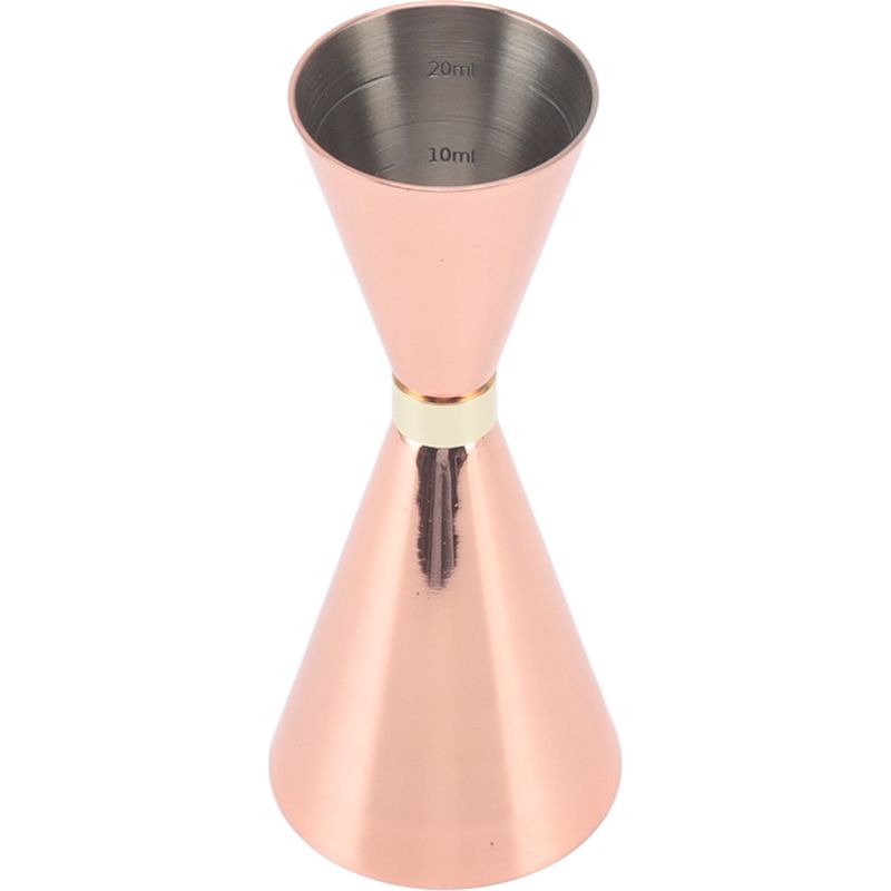 Eleganter Und Flexibler Konischer Messbecher Aus Edelstahl Von 30 Bis 60 Mm Für Cocktails, Kupferbeschichtet.