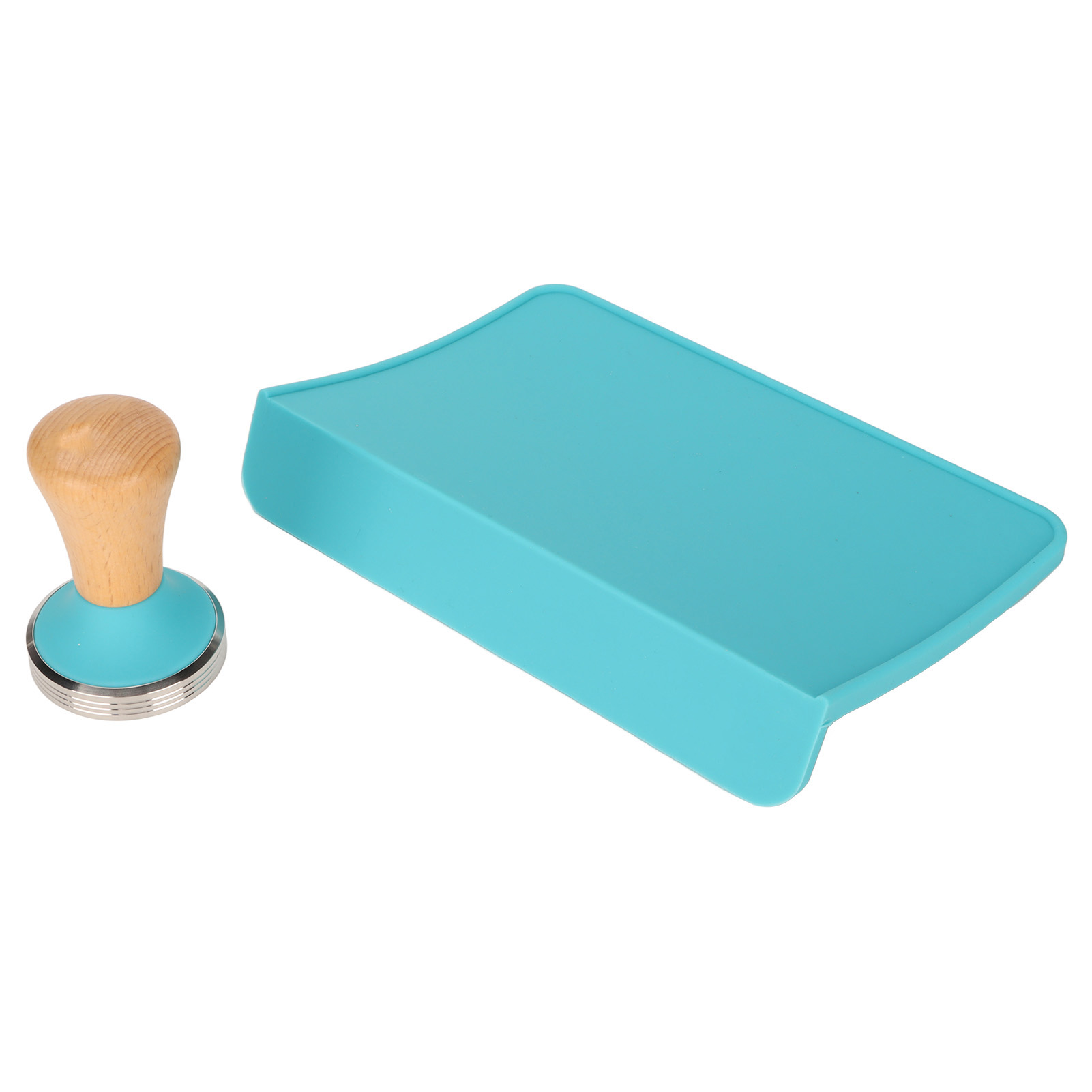 Set Aus 2 Silikon-kaffeetampern Mit Buchenholzgriff, Blau, 58 Mm / 2,28 Zoll, Für Zuhause Und Büro.
