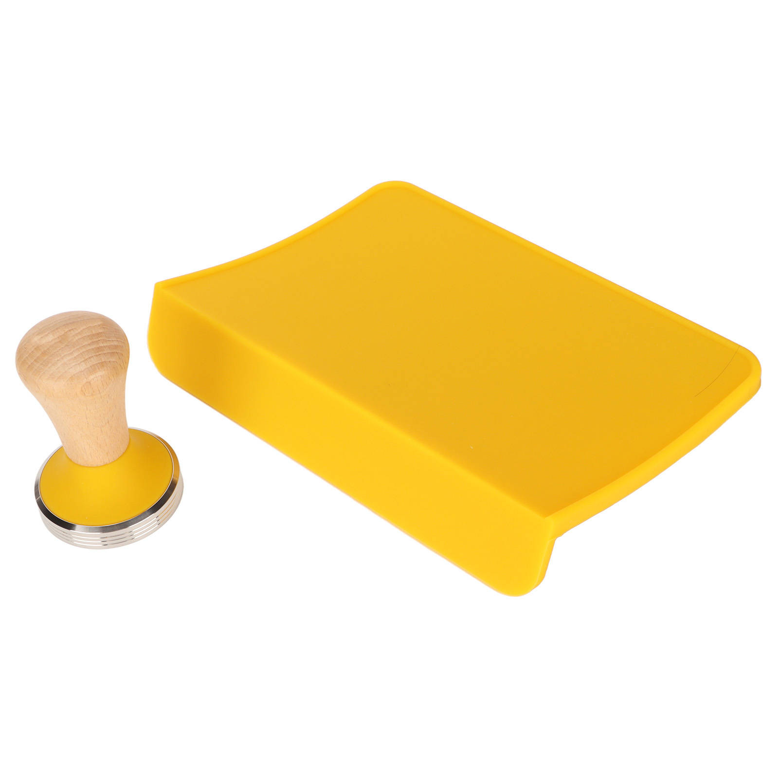 Set Aus 2 Silikon-kaffeetampern Mit Buchenholzgriff, Gelb, 51 Mm / 2,01 Zoll, Für Zuhause Und Büro.