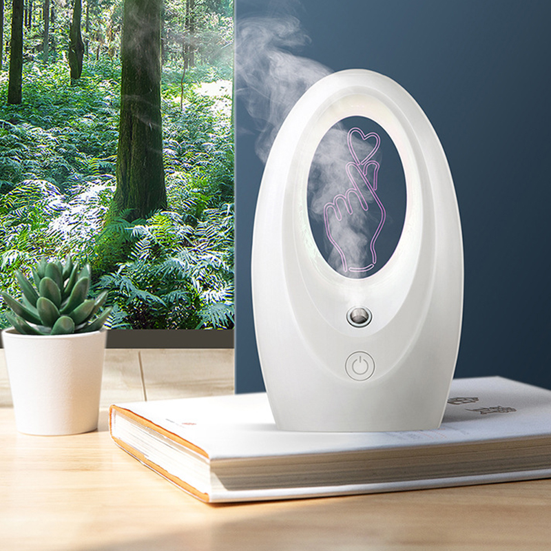 Mini-usb-luftbefeuchter, Geräuschloses Nachtlicht, Aromatherapie-diffusor Für Den Schreibtisch Im Schlafzimmer, Perlmuttweiß (herz- Und Fingermuster)