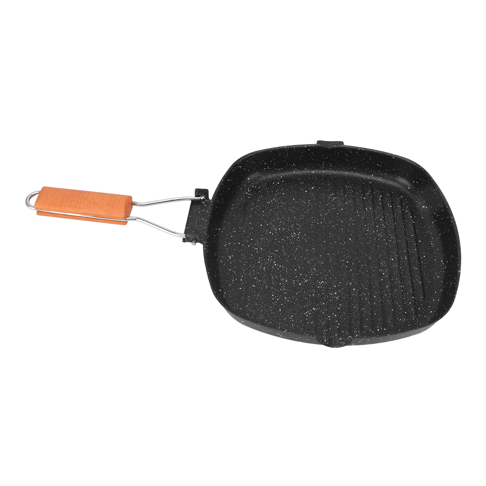 Klappbare Bratpfanne Für Den Außenbereich, Haushaltsgröße, Buchenholzgriff, Energiesparend, Antihaftbeschichtet, Streifenmuster, Steakpfanne, Spezialgrillpfanne, 28 X 28 Cm