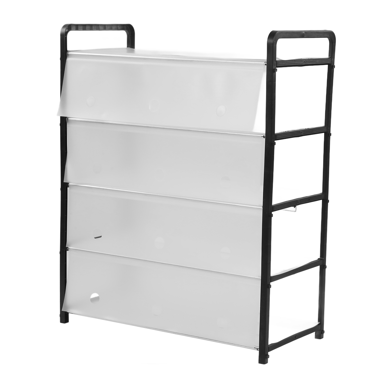Mehrstöckiges Schuhregal Aus Stahlrohr, Stapelbar Und Platzsparend, Staubabweisend, Ideal Für Zuhause Oder Studentenwohnheim. 5-stöckiges Modell, Schwarz, Niedrig (62 Cm).