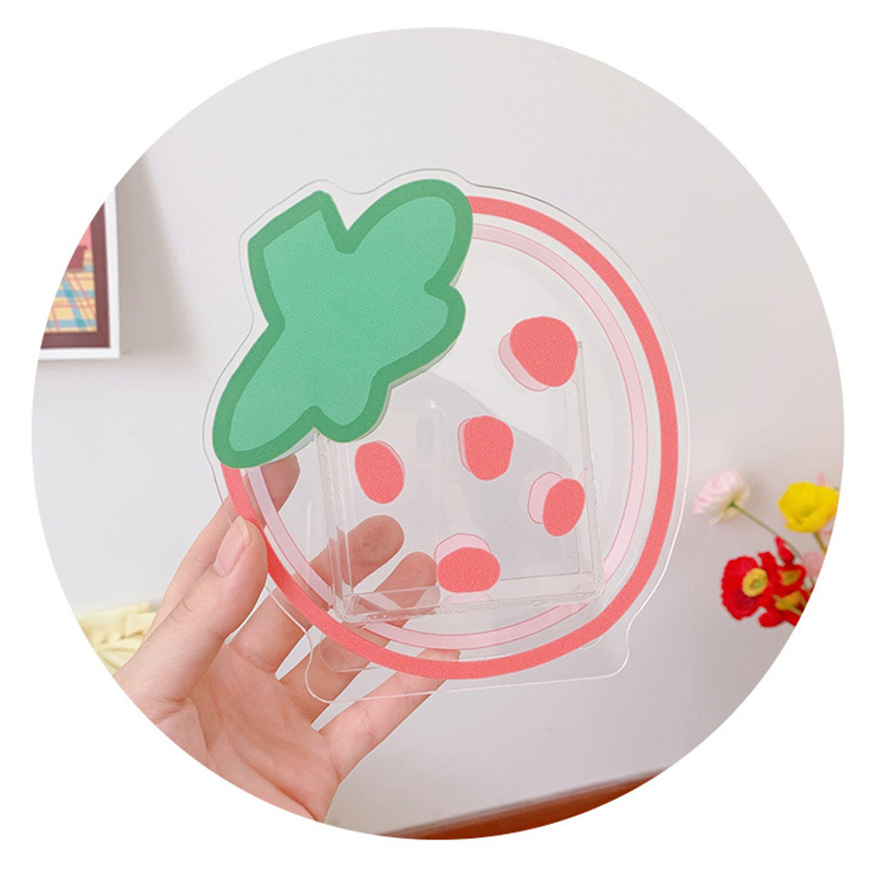 Multifunktionales, Transparentes Federmäppchen, Aufbewahrungsbox Für Make-up-pinsel Aus Acryl, Erdbeermuster, Für Büro Oder Schminktisch.
