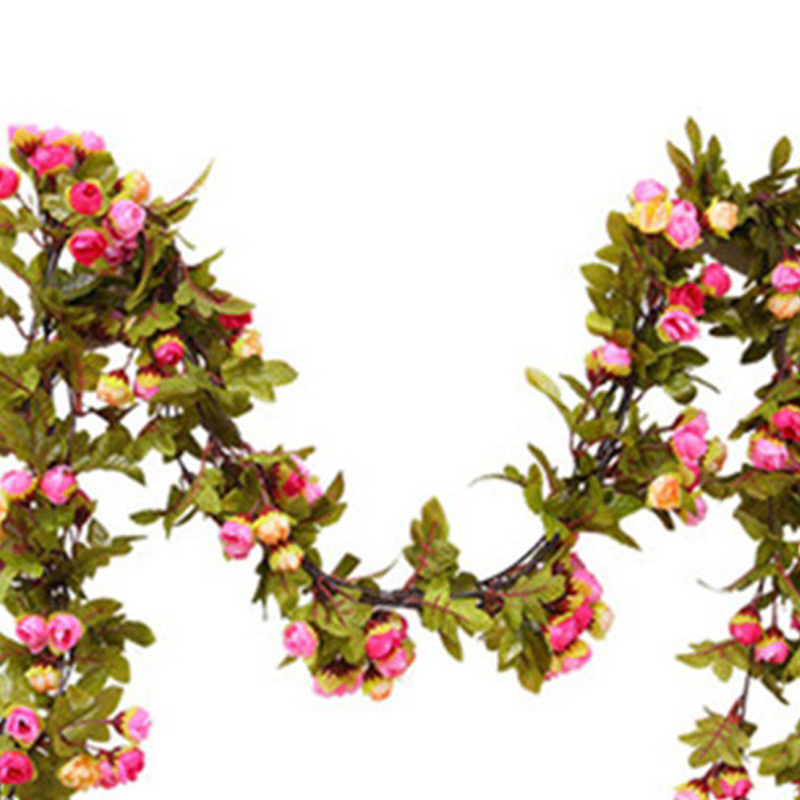 Künstliche Rosen- Und Blättergirlande, Aufhängehilfe, Kunststoffblumengirlande, Rosa Hängedekoration Für Die Decke