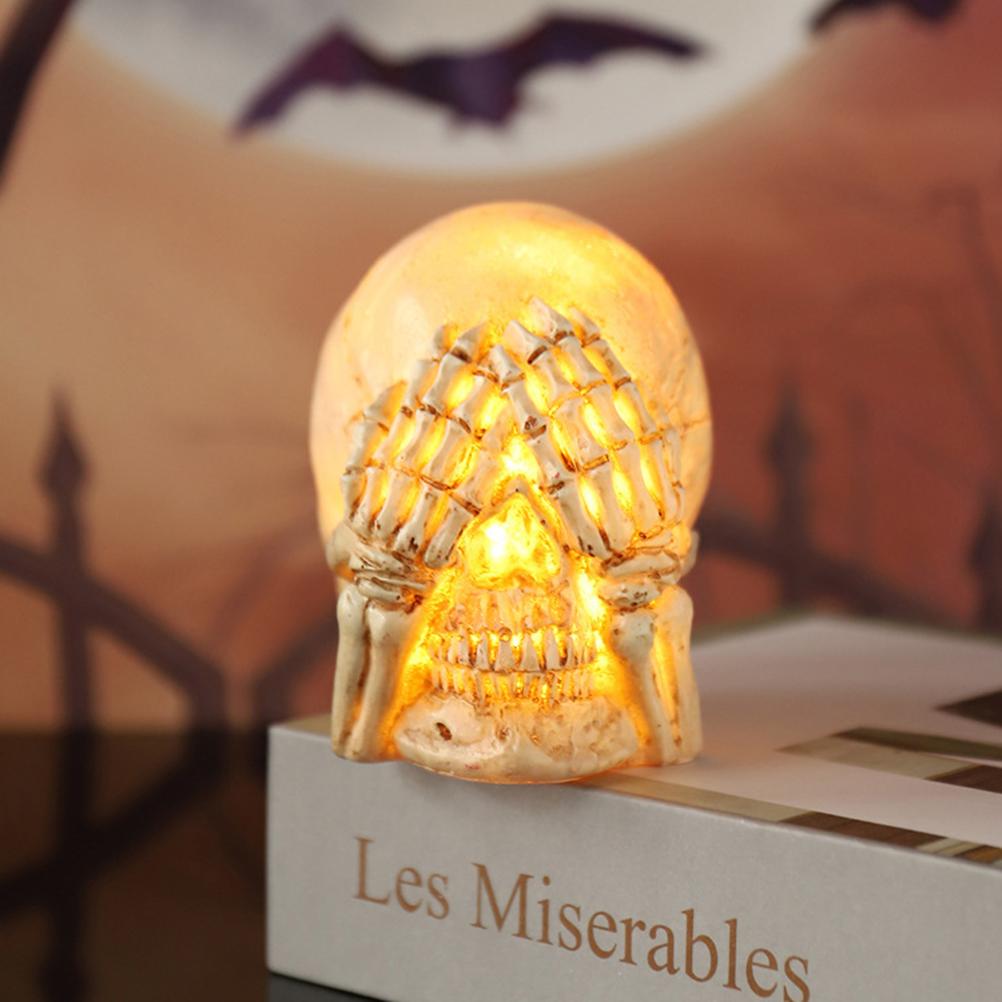 Beleuchtete Skelettfiguren Für Halloween: Realistische Skelettfiguren „nichts Böses Hören, Nichts Böses Sehen, Nichts Böses Sagen“, Dekorationen Für Partys Zu Hause.