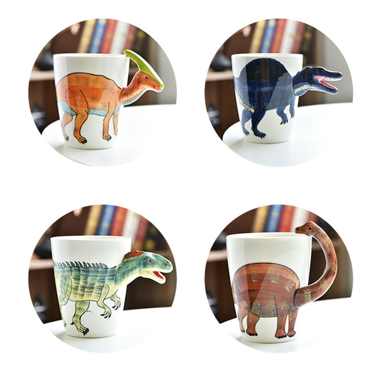 Keramikbecher In Dinosaurierform (400 Ml), Niedliches Tiermotiv, Bürobecher, Frühstücksbecher