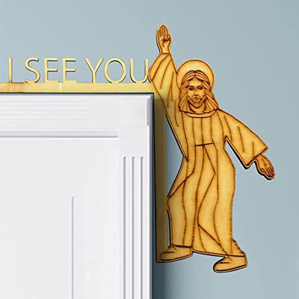Eckdekoration Aus Holz Für Die Tür: „jesus, Ich Sehe Dich“, Abnehmbares, Humorvolles Dekoschild.