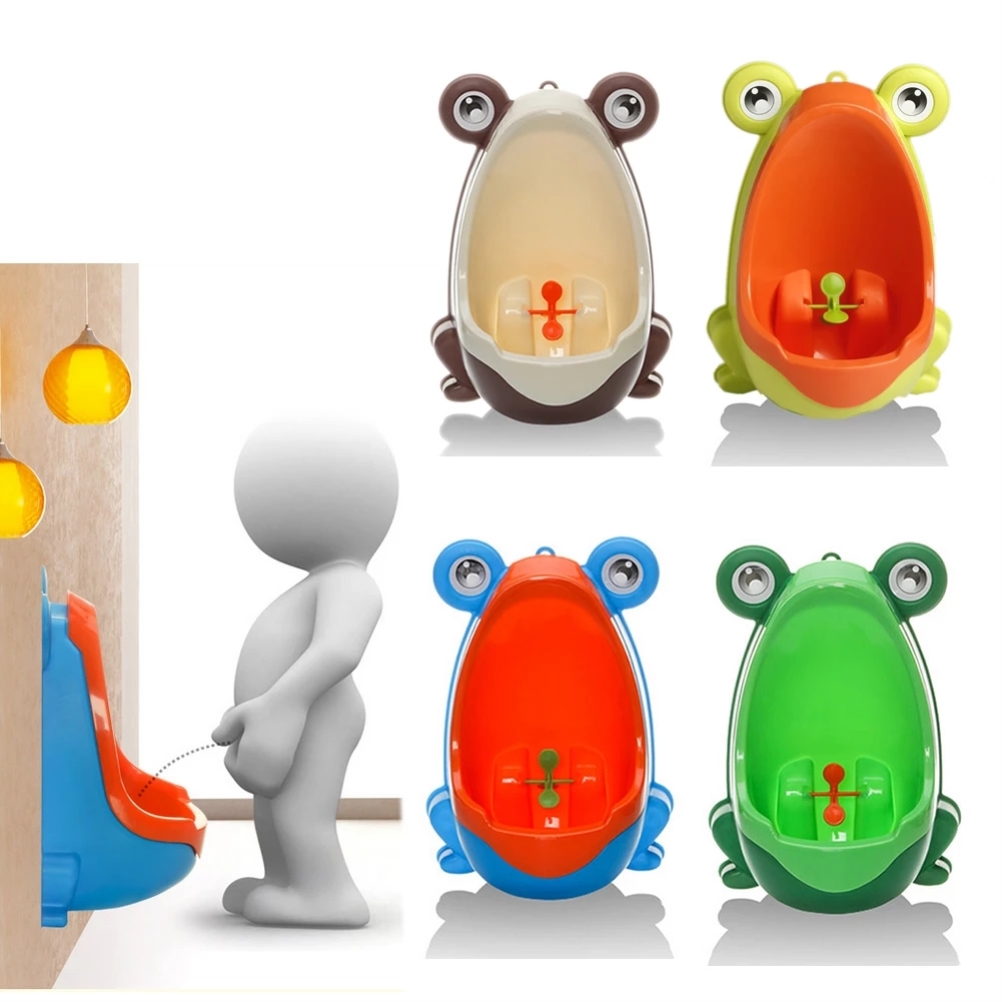 Niedliches, Froschförmiges Urinal Für Jungen Zur Töpfchenerziehung Mit Saugnapf Und Lustigem Zielpunkt.