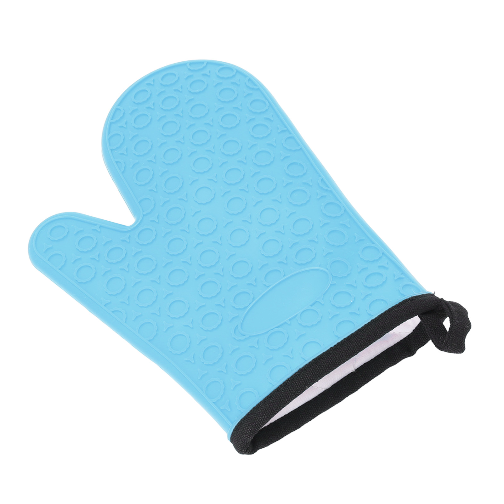 Hitzebeständiger, Wasserdichter Und Rutschfester Silikon-ofenhandschuh Mit Blauem Baumwollfutter