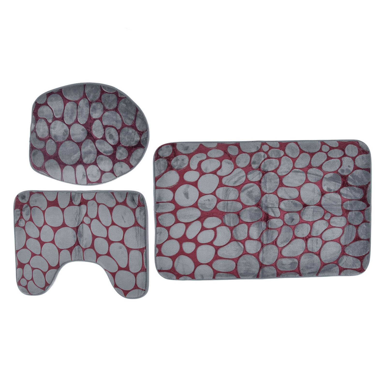 Zweifarbiges Wc-matten-set Mit Steinstruktur, Flanell-badematten-set, Hd-muster, Rutschfeste Badematte Mit Gummirückseite Für Zuhause