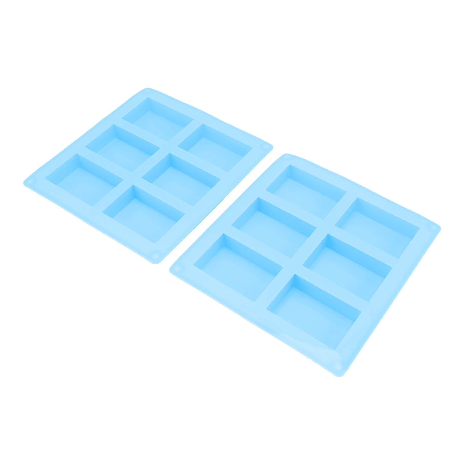 Blaue Silikonform (2er-set) Mit 6 Fächern, Hitzebeständig Und Flexibel, Wiederverwendbar, Ideal Zur Herstellung Von Seifen, Kuchen Und Muffins.