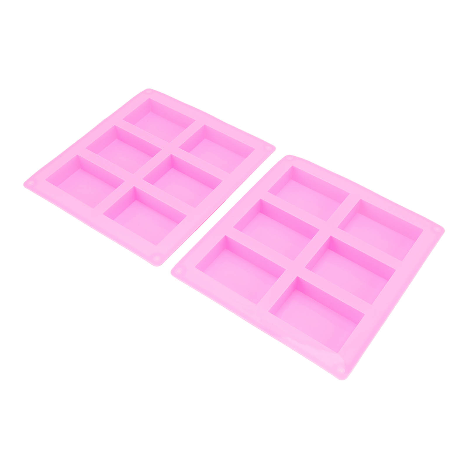 Rosa Silikonform (2er-set) Mit 6 Fächern, Hitzebeständig, Flexibel Und Wiederverwendbar, Ideal Zur Herstellung Von Seifen, Kuchen Und Muffins.
