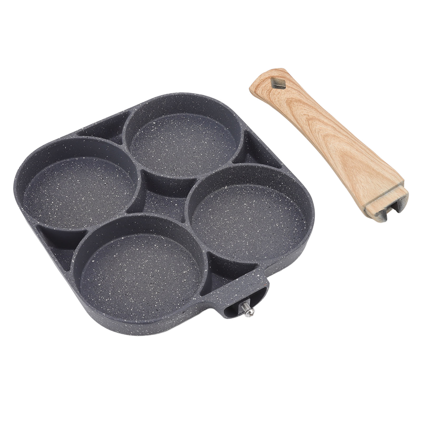 Antihaftbeschichtete, Hitzebeständige Bratpfanne Mit 4 Mulden, Ideal Für Pfannkuchen, Hamburger Und Andere Gerichte. Küchenaccessoire In Holzoptik, Geeignet Für Gas- Und Induktionsherde, Schwarz.