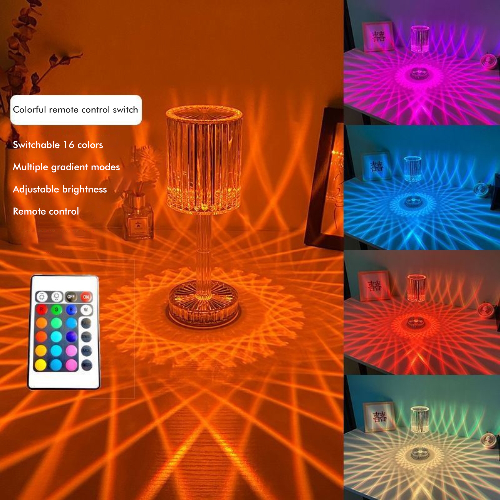 Wiederaufladbare Kristall-touch-tischleuchte, 16 Wechselnde Rgb-farben, Dekorative Nachttischlampe Für Schlaf- Oder Wohnzimmer