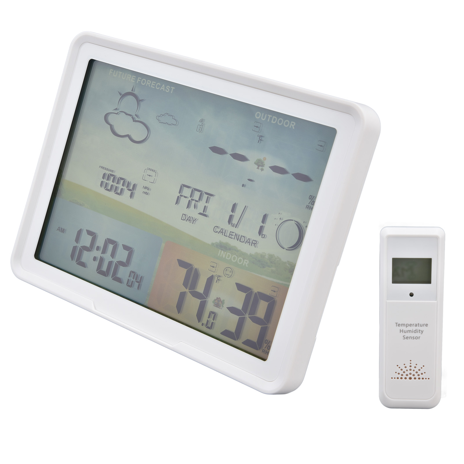 Lcd-thermometer Mit Wettervorhersage Für Innen Und Außen, Inklusive Rcc-empfangsfunktion Und 100–240 V Eu-stecker