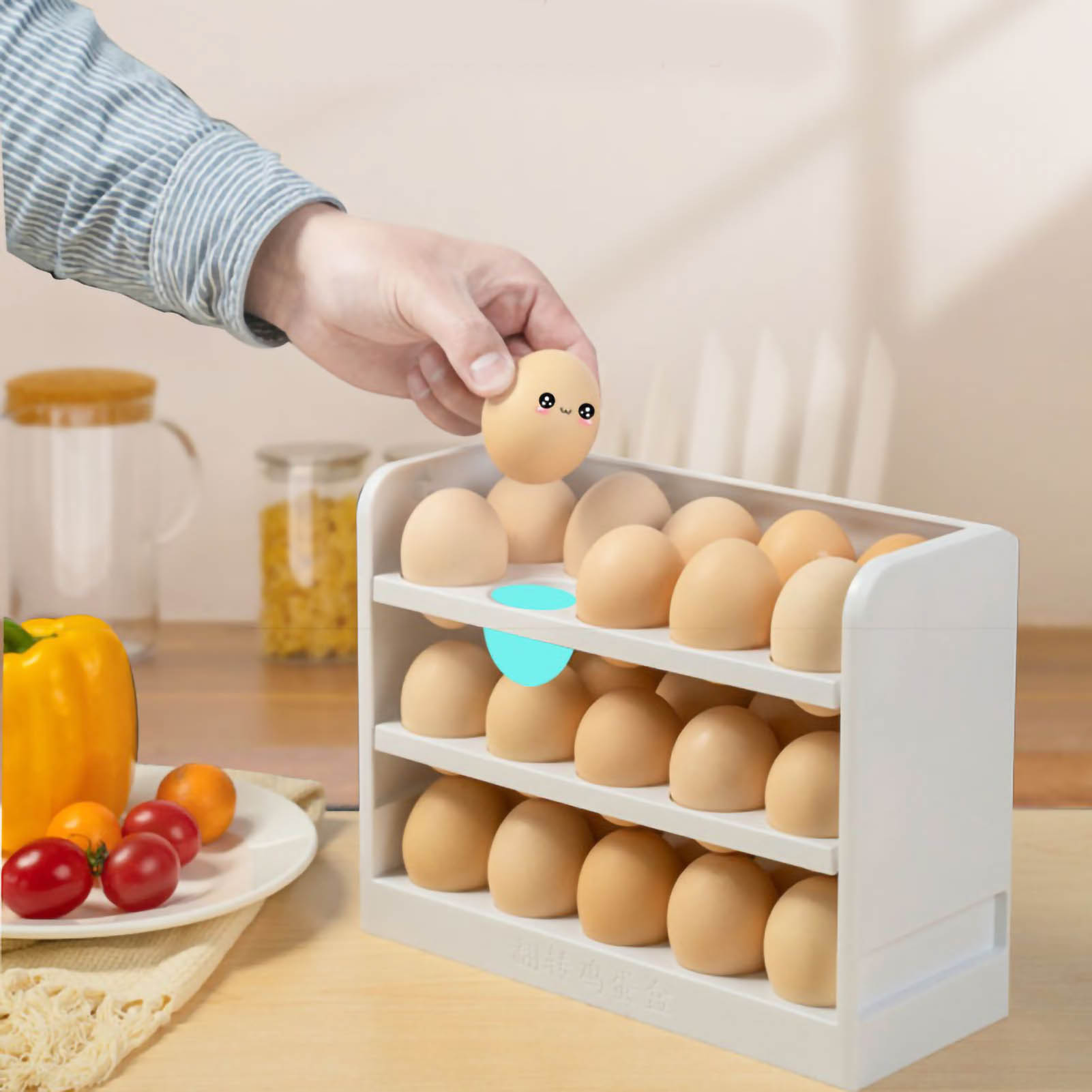 3-stöckiger Eierhalter, Eieraufbewahrungsbox, Eierablage Für Den Kühlschrank, Weiß