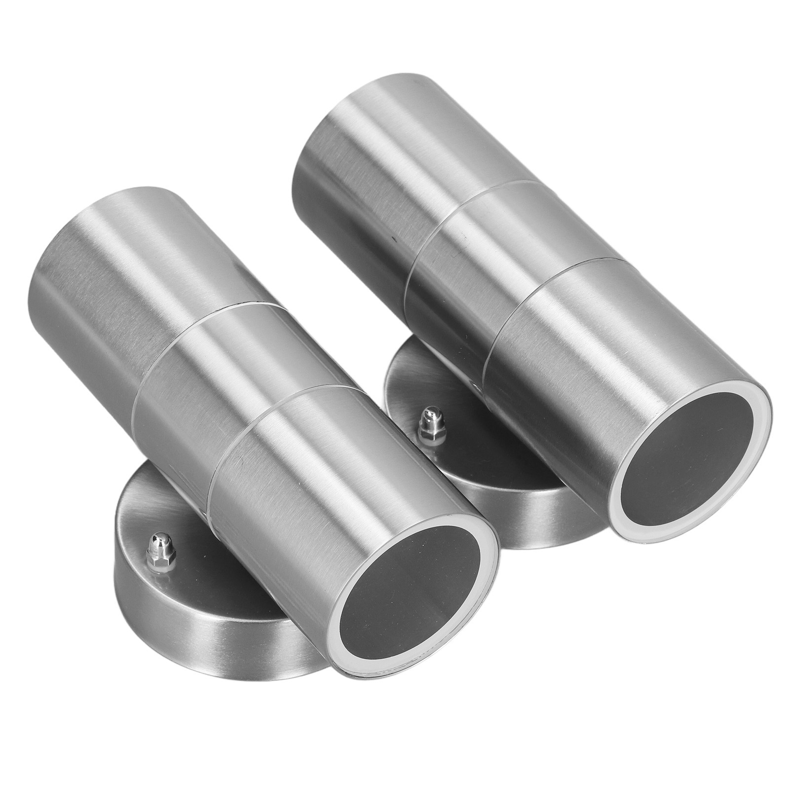 2 Stück Gu10 Edelstahl-wandleuchten, Wasserdicht, Zylinderförmig, Led-beleuchtung Nach Oben/unten, Für Garten, Villa, Wohnzimmer, 220–240 V, Edelstahlfarbe