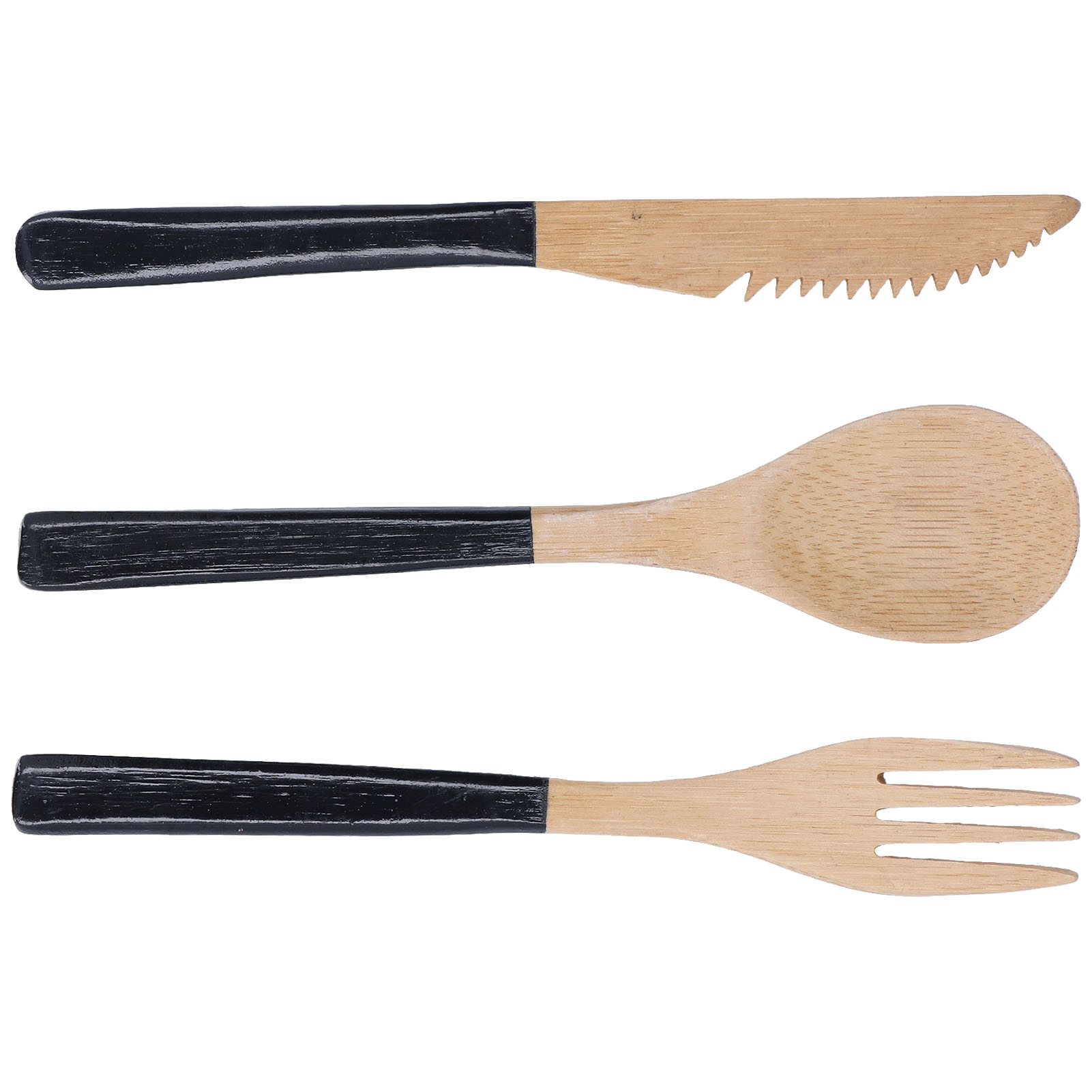 3-teiliges Japanisches Holzbesteck-set, Sicher, Bpa-frei, Löffel, Gabeln, Messer Für Die Küche, Schwarz