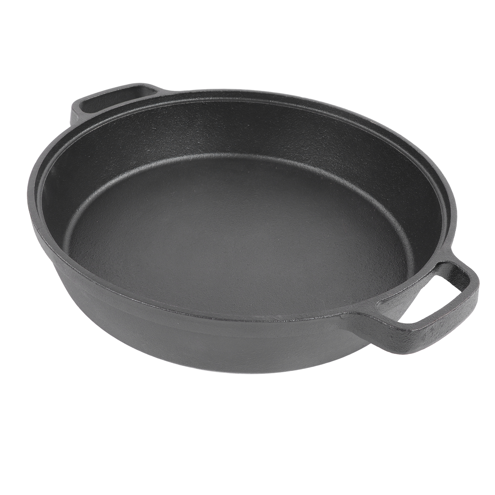 25 Cm Großer Gusseiserner Schmortopf Mit Zwei Griffen, Flachem Boden, Unbeschichtet, Ideal Für Suppen Und Eintöpfe.