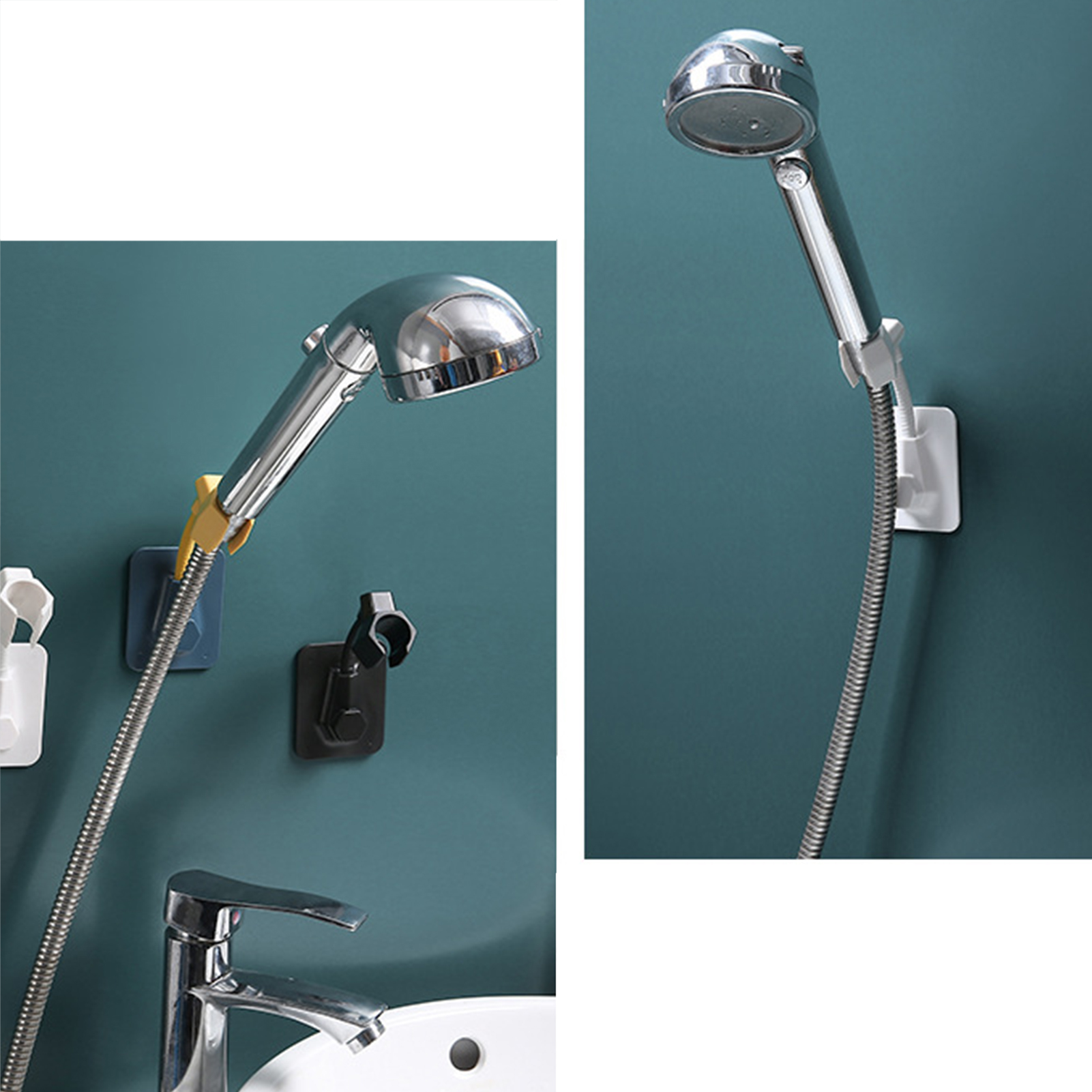 Handbrausekopfhalterung, Duschkopf-sprinklerhalterung, Bohrfreie Montage Für Badezimmer, Blau Und Gelb
