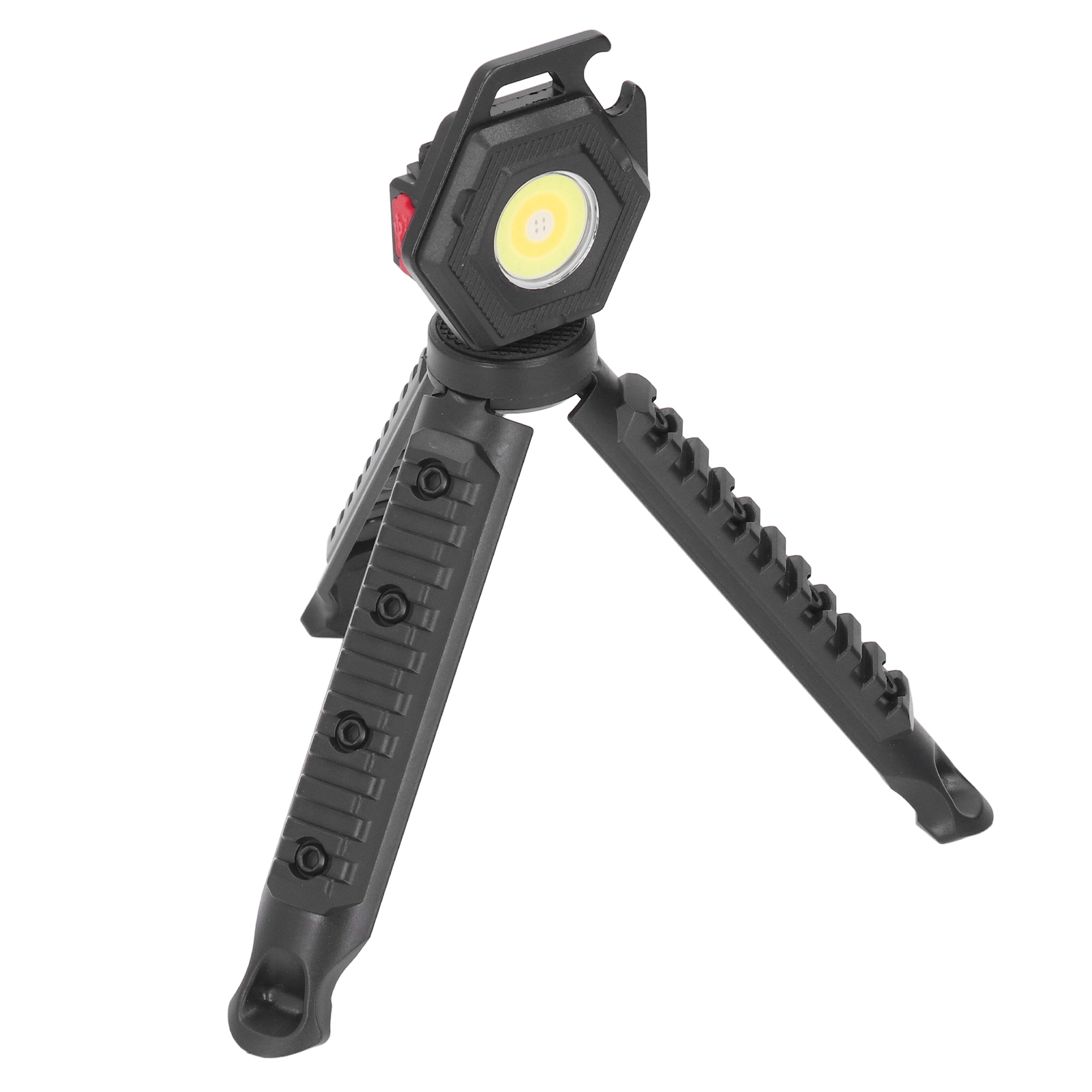 Kompakte, Wiederaufladbare Cob-taschenlampe Mit 4 Helligkeitsstufen, 500 Lm Lichtleistung Und Faltbarem Ständer Zum Angeln, Campen Und Wandern.