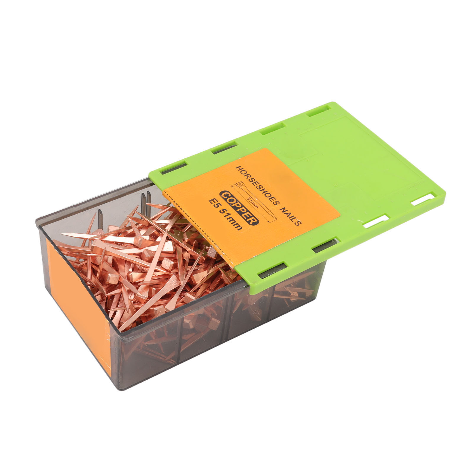 250 Verkupferte Hufeisennägel, Mit Kunststoffbox, Für Die Viehzucht, E5 51 Mm/2,01 Zoll
