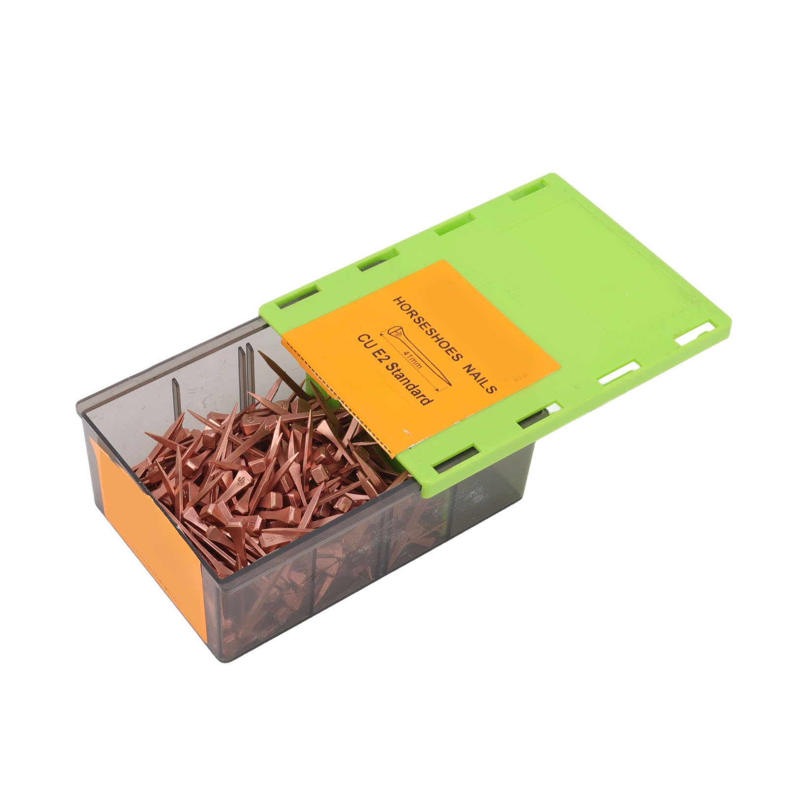 250 Verkupferte Hufeisennägel, Mit Kunststoffbox, Für Die Viehzucht E2 41 Mm/1,61 Zoll