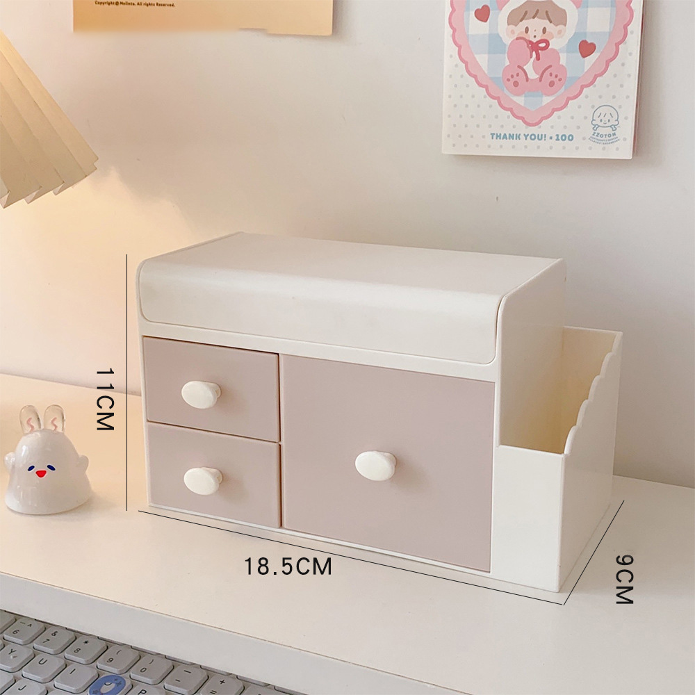 Niedliche Aufbewahrungsbox Aus Kunststoff Mit Schublade Für Den Schreibtisch, Großes Fassungsvermögen, Hellrosa, Ideal Für Büro Und Zuhause.