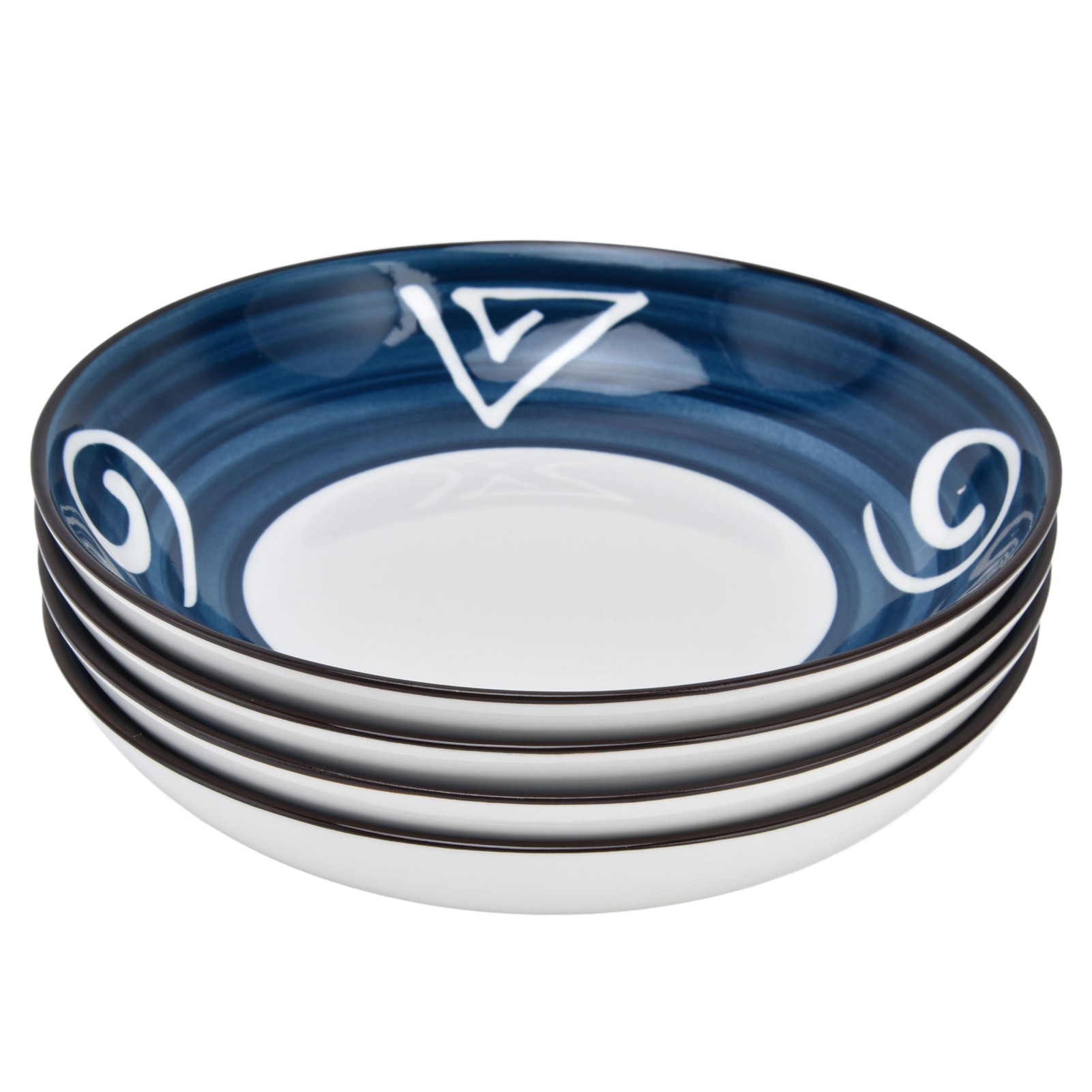 4-teiliges Japanisches Schüsselset (18 Cm), Japanischer Stil, Blau-weißes Muster, Lebendige Farben, Gesund, Umweltfreundlich, Vielseitig Verwendbar, Keramikschüssel