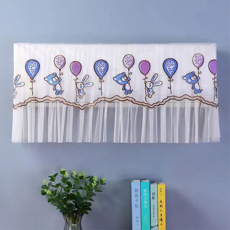 Staubschutzhülle Für 1,5-p-wandklimaanlage – Wanddekoration – Motive: Bär, Hase, Lila Und Blaue Ballons – 1,5 Bis 2 P – Maximale Abmessungen: 94 Cm / 37 Zoll
