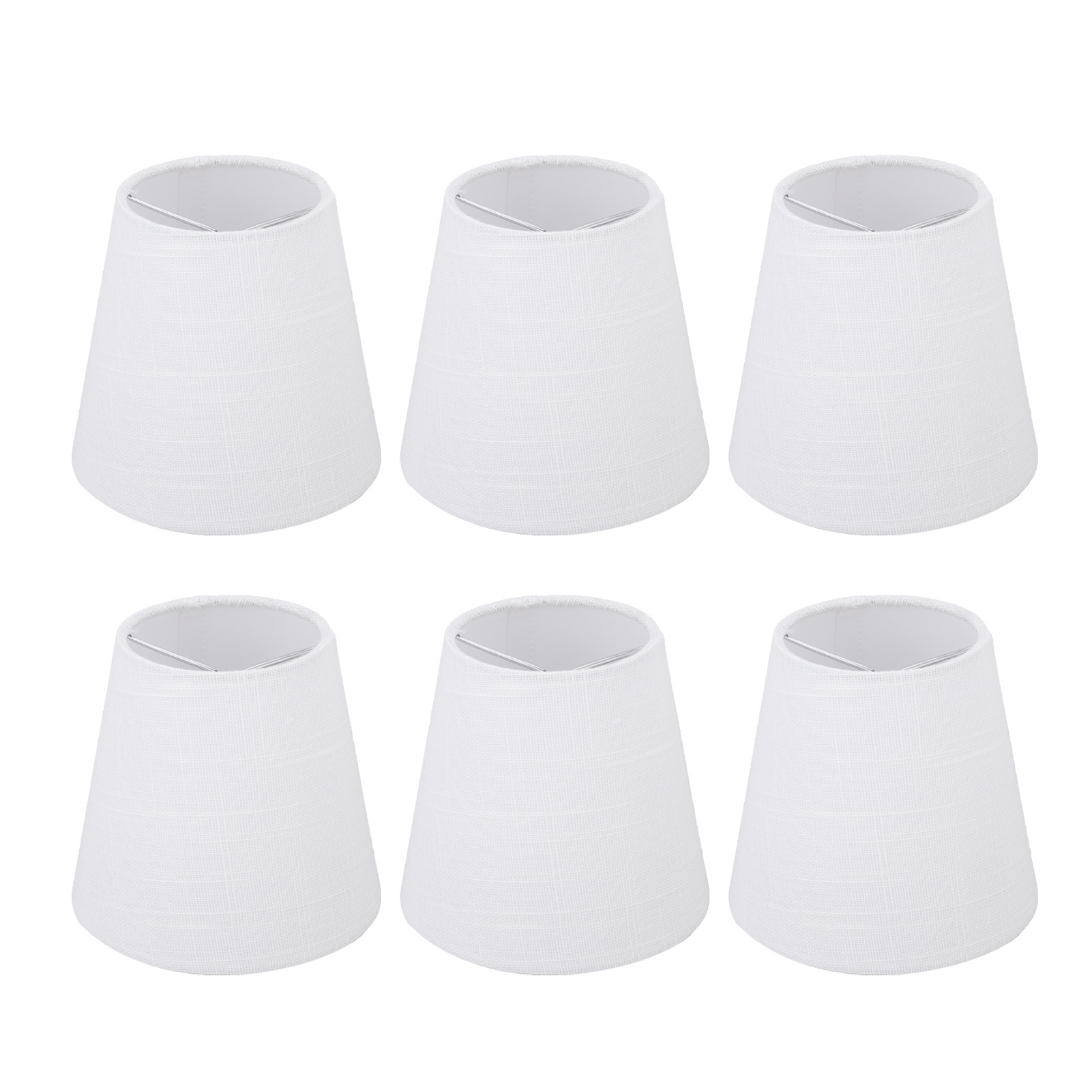 Set Mit 6 Weißen Stofflampenschirmen Im Modernen Und Minimalistischen Stil, Für Stehlampen, Tischlampen, Kronleuchter Oder Wandleuchten.