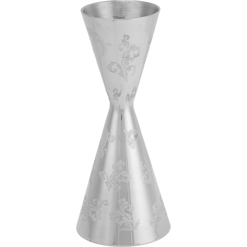 Doppelkopf-cocktail-jigger Aus Edelstahl Mit Streifen Und Blättern, 30 Ml Oder 60 Ml.