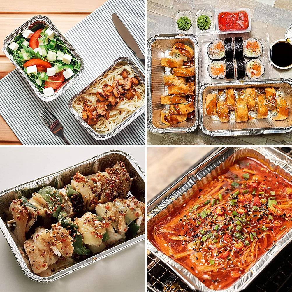 20 Stück 670 Ml Rechteckige Grillplatten Aus Aluminiumfolie, Backformen, Bratbleche, Grillbleche Für Küche Und Garten