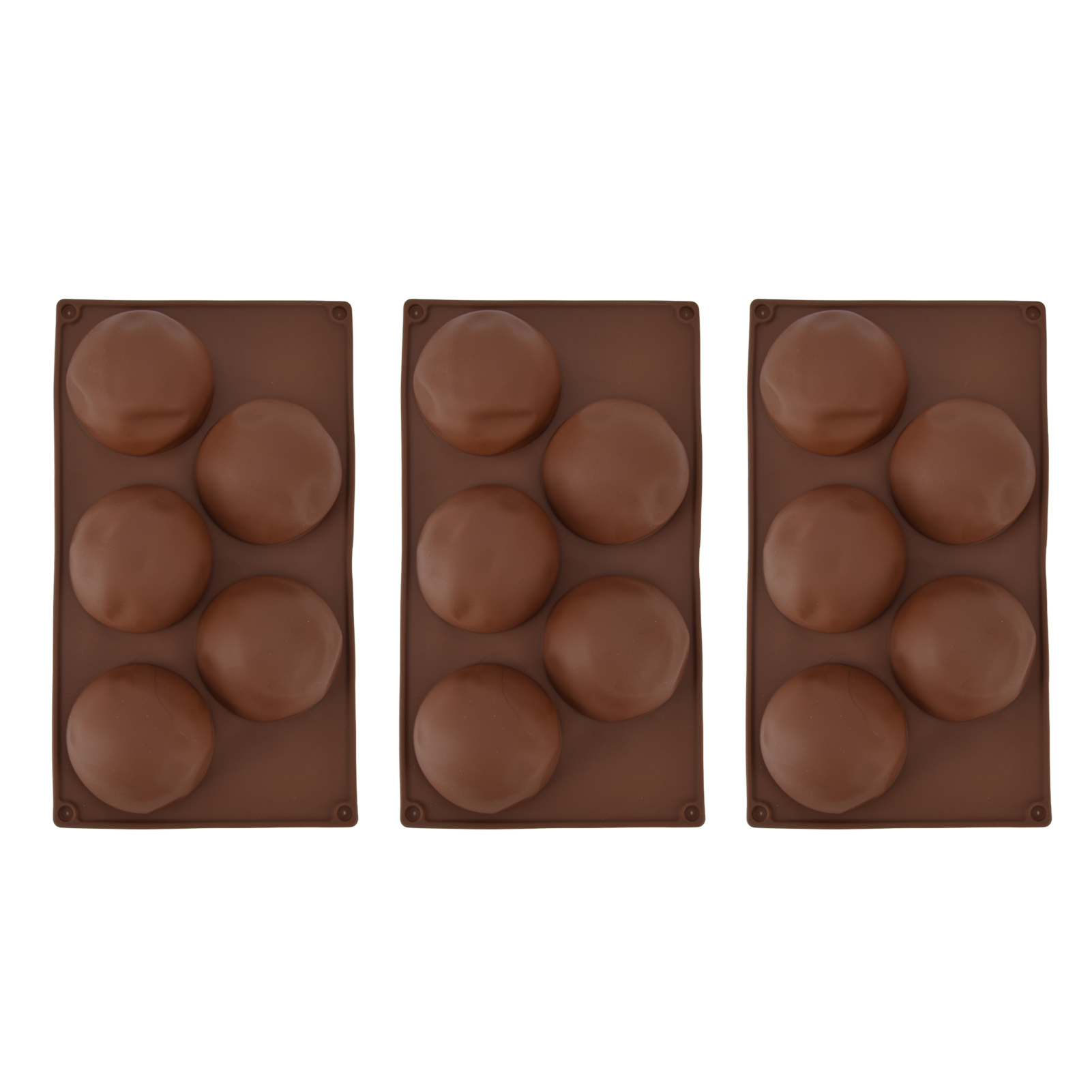 3-teiliges Backformen-set Aus Lebensmittelechtem, Rundem Silikon Mit 5 Mulden Für Pralinen, Kekse Und Gebäck