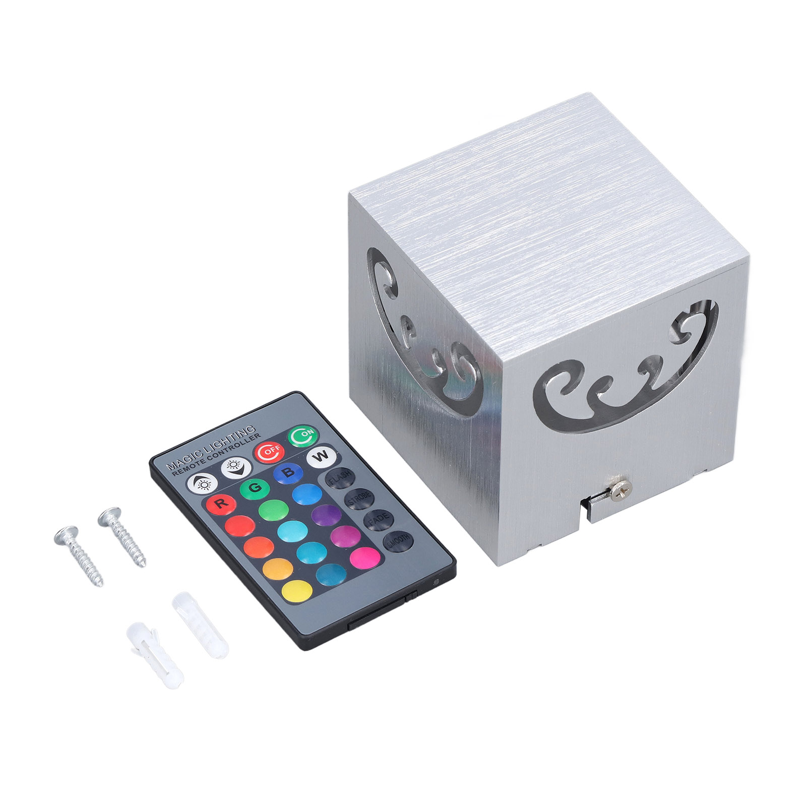 Rgb-aluminium-wandleuchte Mit 3-w-led-lampenperlen, Hohlem Design, 24 Tasten Zur Steuerung, 360°-beleuchtung, Ideal Für Schlafzimmer, 85–277 V