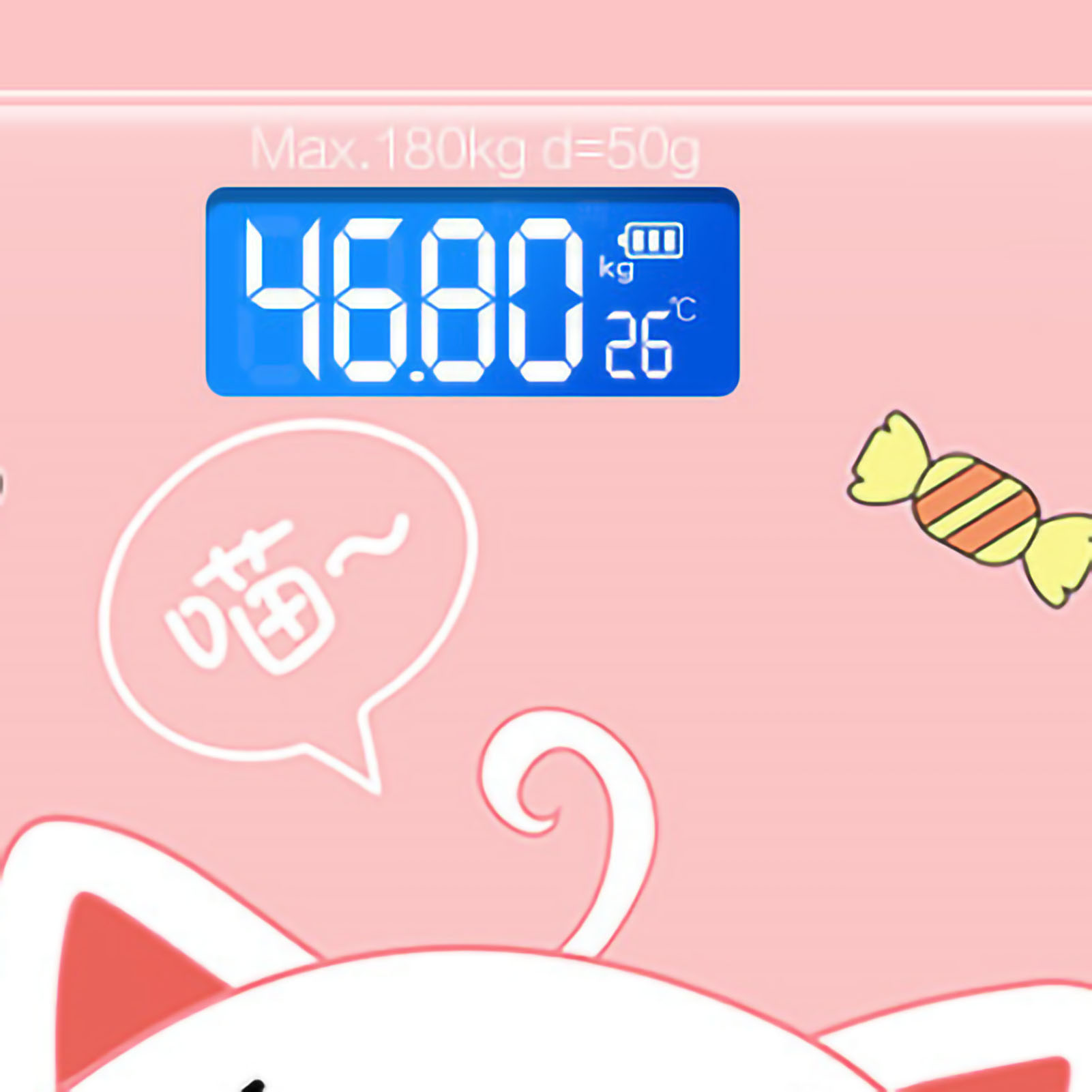Digitale Waage Mit Gehärtetem Glas, Präzise Und Intelligente Messung, Ideal Für Den Heimgebrauch. Candy-cat-lcd-display, 26 X 26 Cm (10,2 X 10,2 Zoll). Batteriebetrieben.