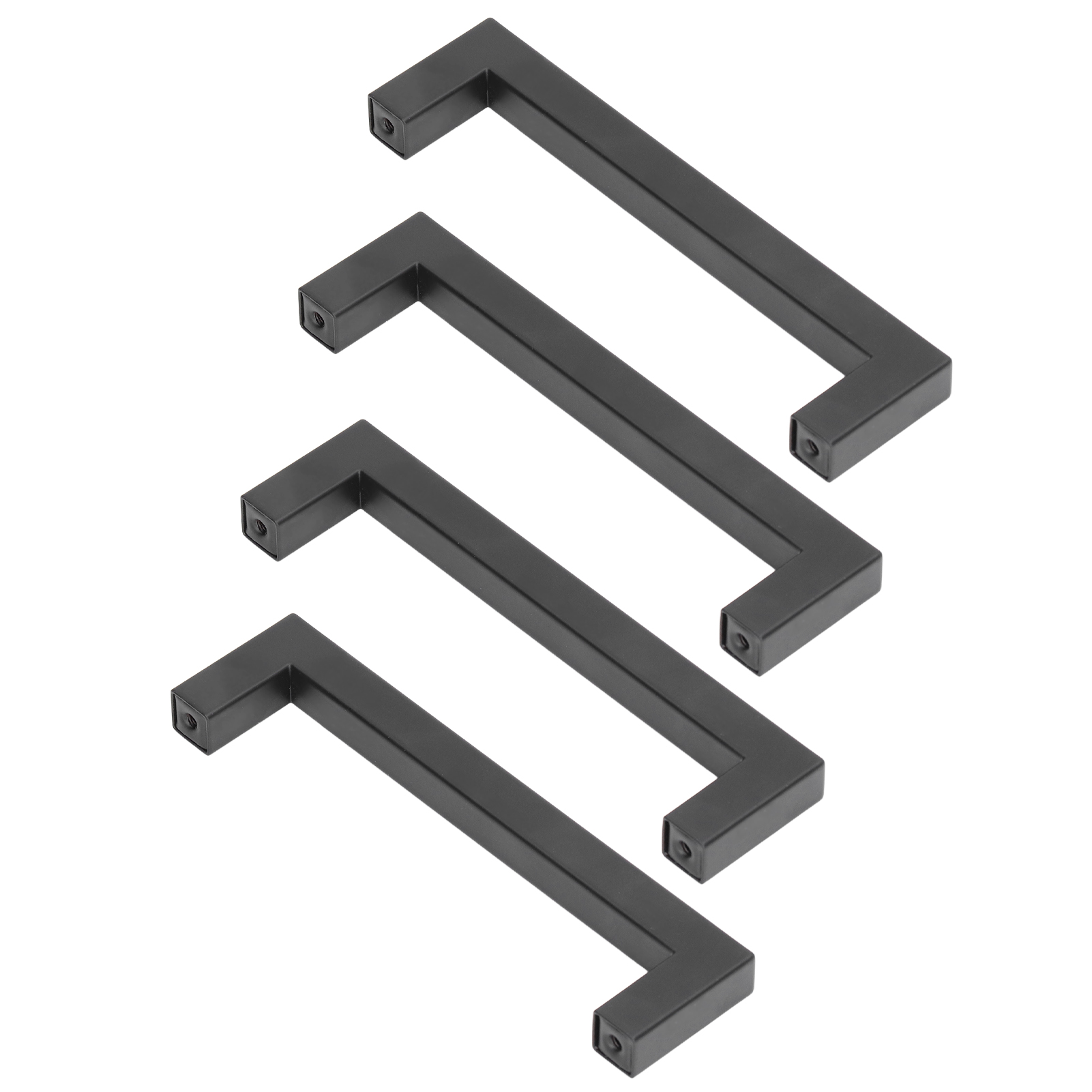 4er-set Quadratische Schrankgriffe Aus Edelstahl Für Küchenschränke, Schreibtischschubladen, Klein, Schwarz, 12 X 12 X 96 Mm