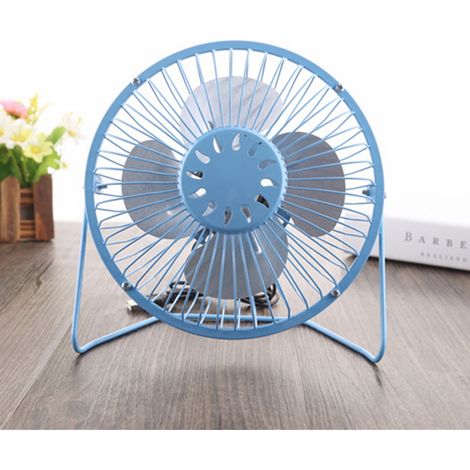 4-zoll-mini-tischventilator, Usb-aufladbar, Metall, Kleiner Persönlicher Ventilator, Blau