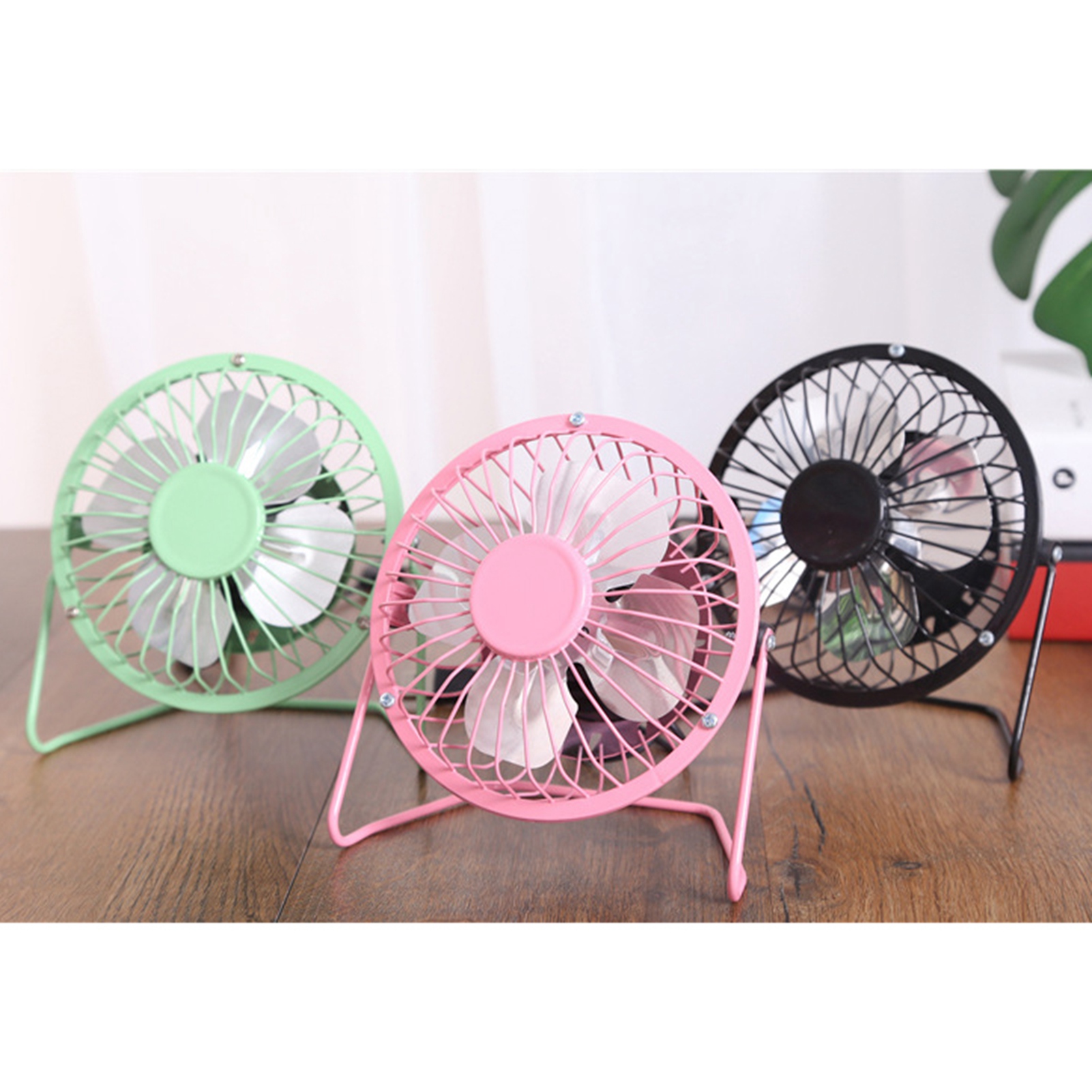 Mini-tischventilator Aus Metall, 10 Cm (4 Zoll), Usb-wiederaufladbar, Kleiner Rosa Persönlicher Kühlventilator